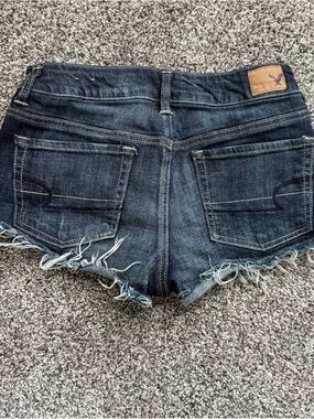 American Eagle Outfitters Dark Wash Frayed Denim Shorts
